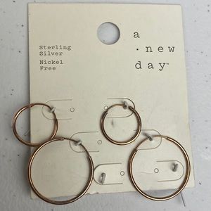 NWT a. new. day. Earrings - 2 sets of copper hoops